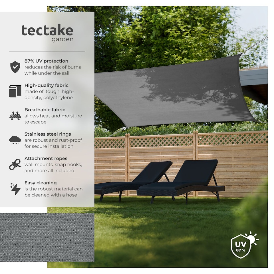 image 1 of Sun Sail Sonny, UV Protected, Water-Resistant and Anti-Tear | Grey | grey | 2 x 4 m | 1