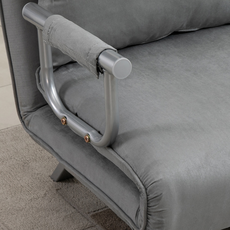 image 1 of HOMCOM 2 Seater Sofa Bed, Click Clack Convertible Bed Settee, Modern Faux Suede Upholstered Sofa with 2 Pillows for Living Room, Guest Room, Light Grey