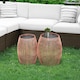 image 2 of Teamson Home Patio Cylinder Bamboo Side Table with Iron Tabletop - Small