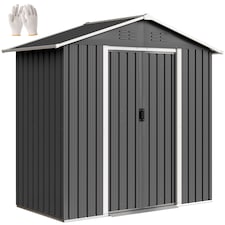 Outsunny 6.5x3.5ft Metal Garden Shed for Garden, Dark Grey | Grey | Dark Grey | 191H x 194L x 107D cm