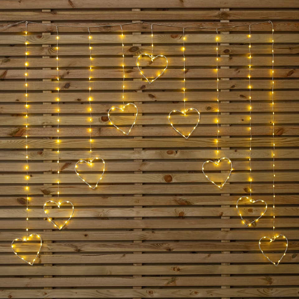 image 1 of 1.2 x 1.2m Light up Christmas Heart Curtain Lights with 229 Warm White LEDs