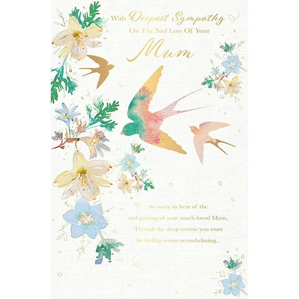 Words 'n' Wishes Loss of Mum Sympathy Card - with Deepest Sympathy On The sad Loss of Your Mum