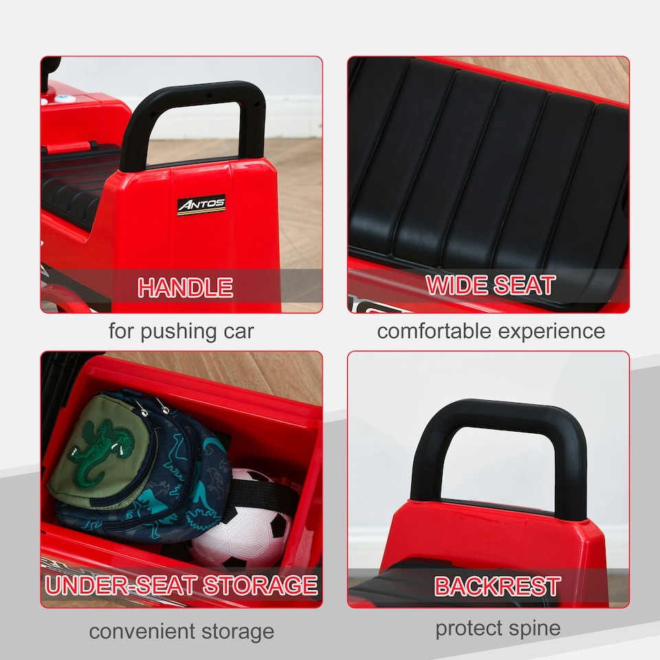 image 1 of HOMCOM 3-in-1 Ride On Car Kids Mercedes Truck Storage for 12 - 36 Months Red