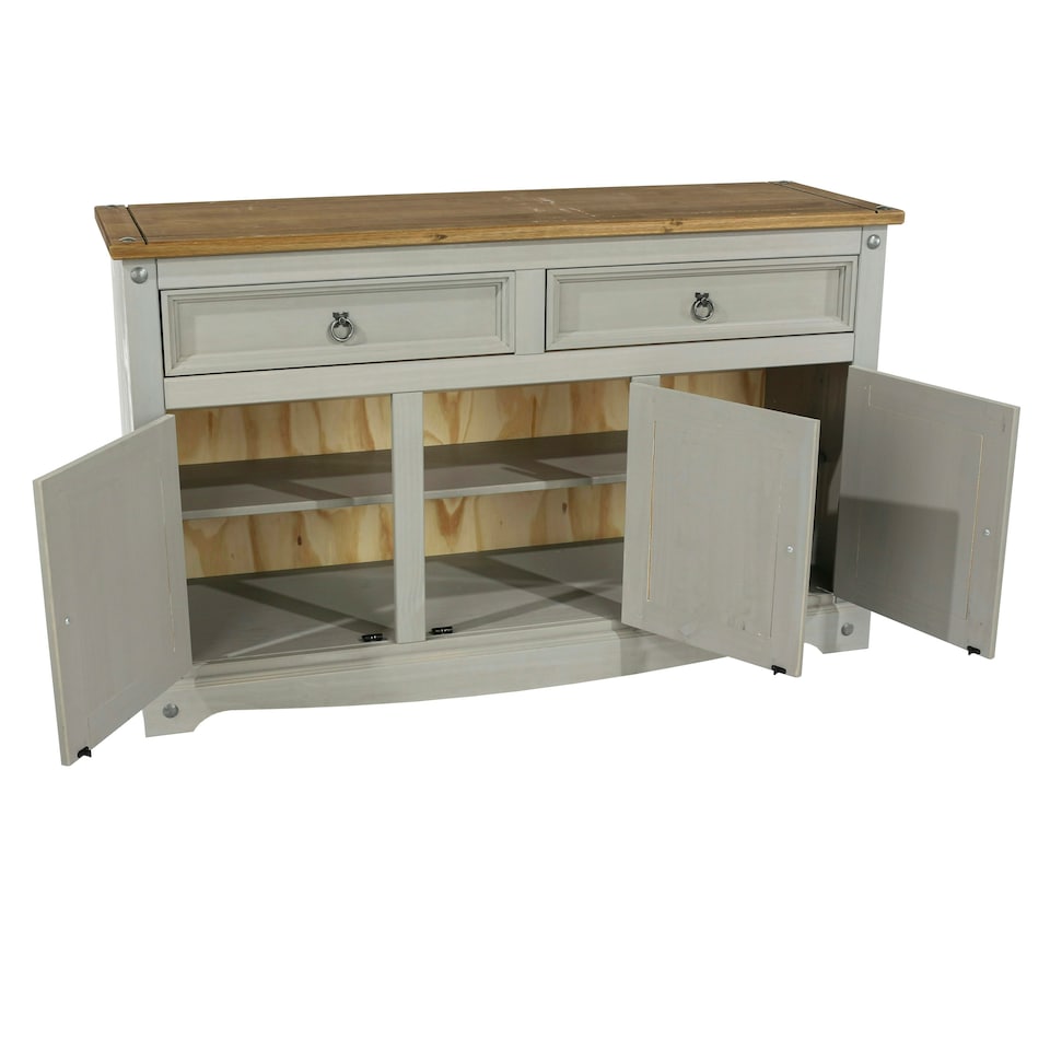 image 1 of Core Products Corona Grey Premium Medium Sideboard With 3 Doors & 2 Drawers H80.6cm x W132.0cm x D43.0cm Grey
