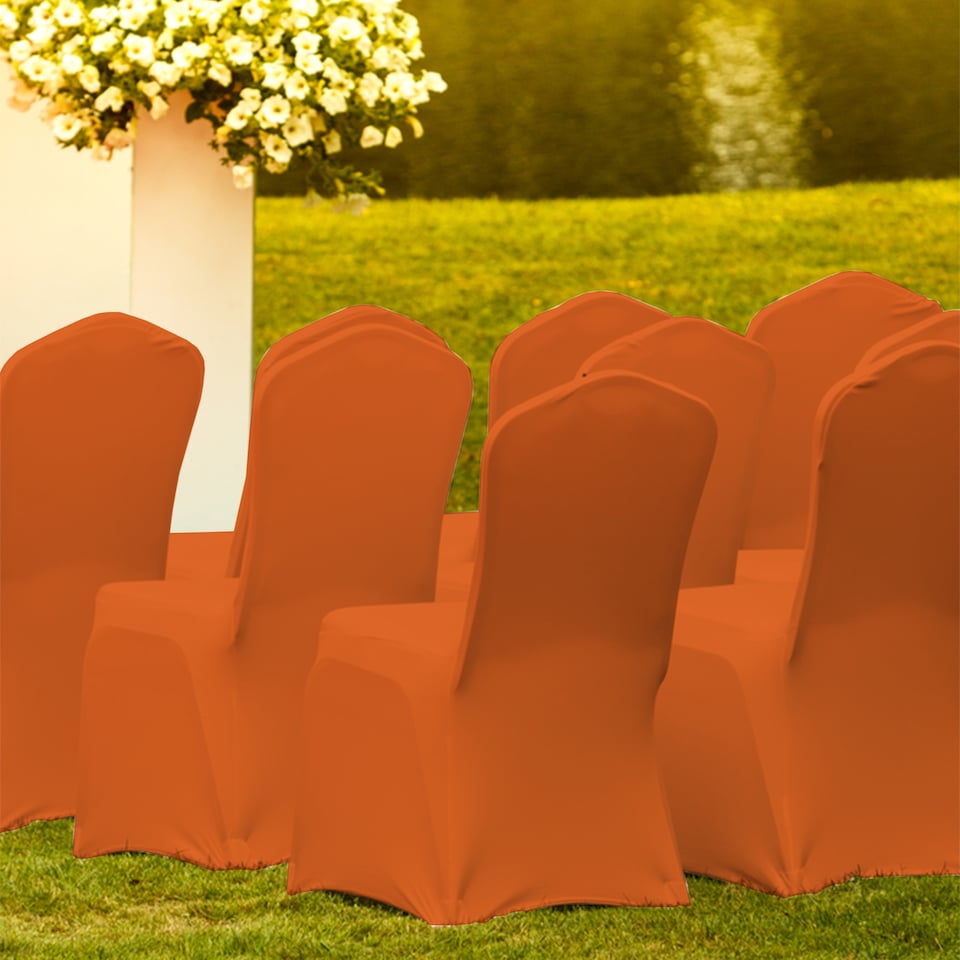 image 1 of Chair Cover Spandex Polyester Stretch Fabric Dining Slipcovers - 10pcs