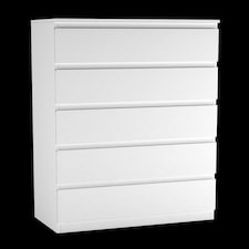 Minimalist Chest of 5 Drawers 108.5x70x35 | White | White & White | 1