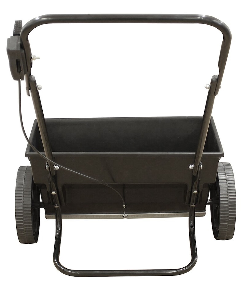 image 1 of Black Salt/Seed/Fertiliser Drop Spreader With 30kg Capacity, Rock Salt Spreader With Cable Controlled Flow, No Motors/Batteries