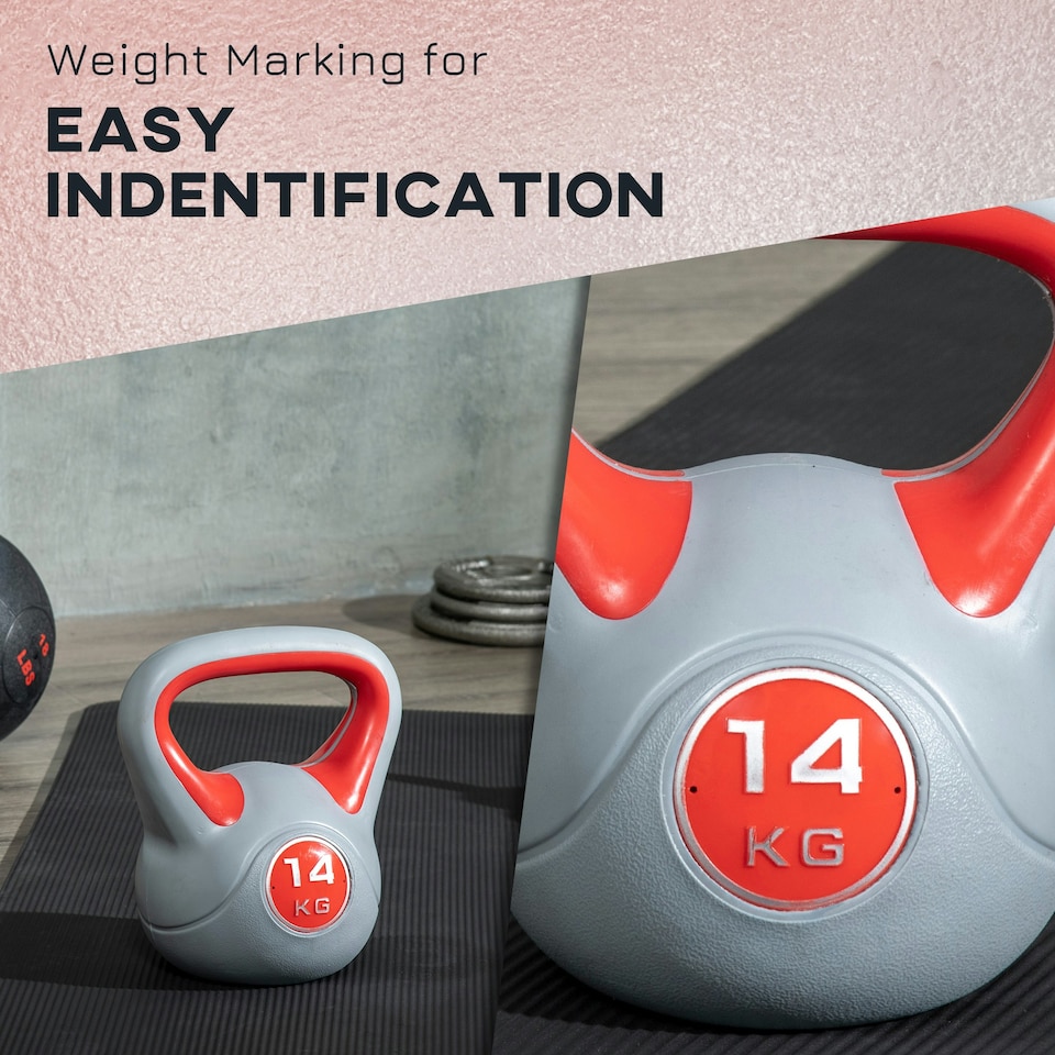 image 1 of SPORTNOW Kettle Bell with Handle for Home Gym Red | 14