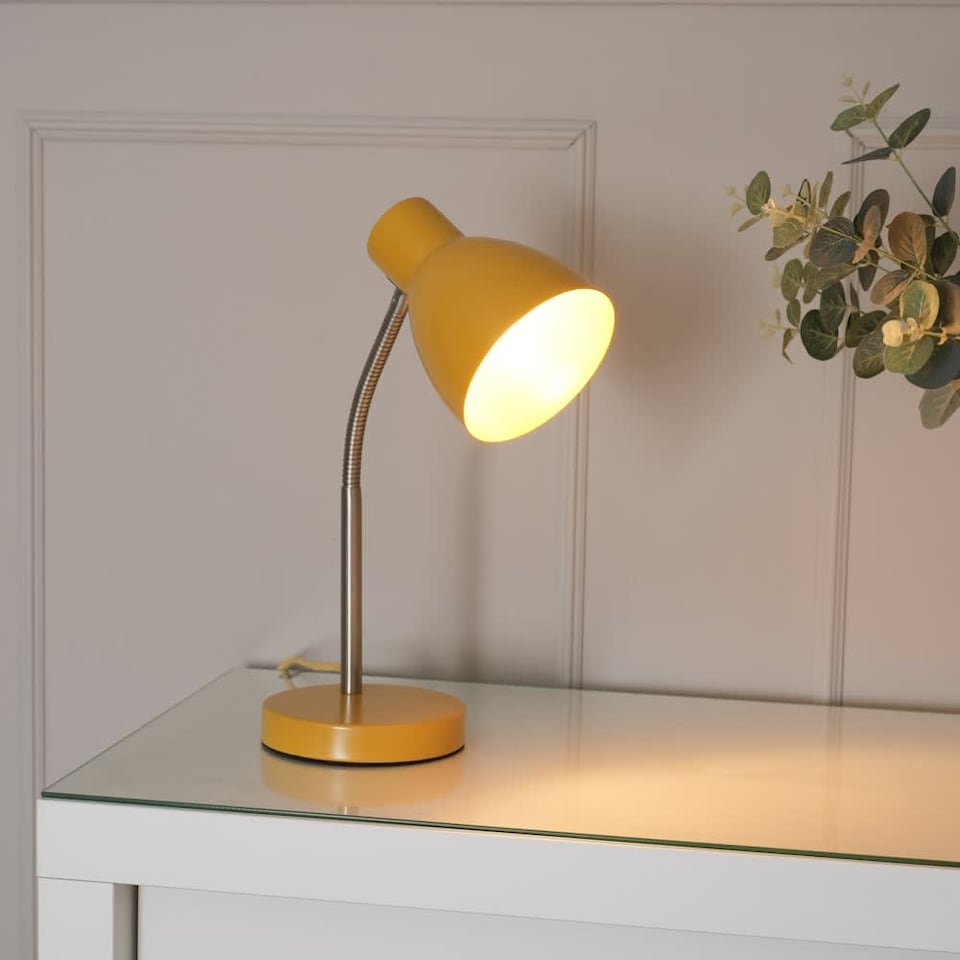 image 1 of ValueLights Keela Mustard Adjustable Flexi Neck Desk Table Lamp