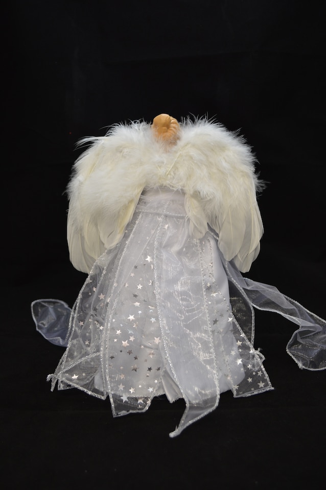 image 1 of 30cm White & Silver Christmas Tree Top Fairy Angel House Decoration Ornament