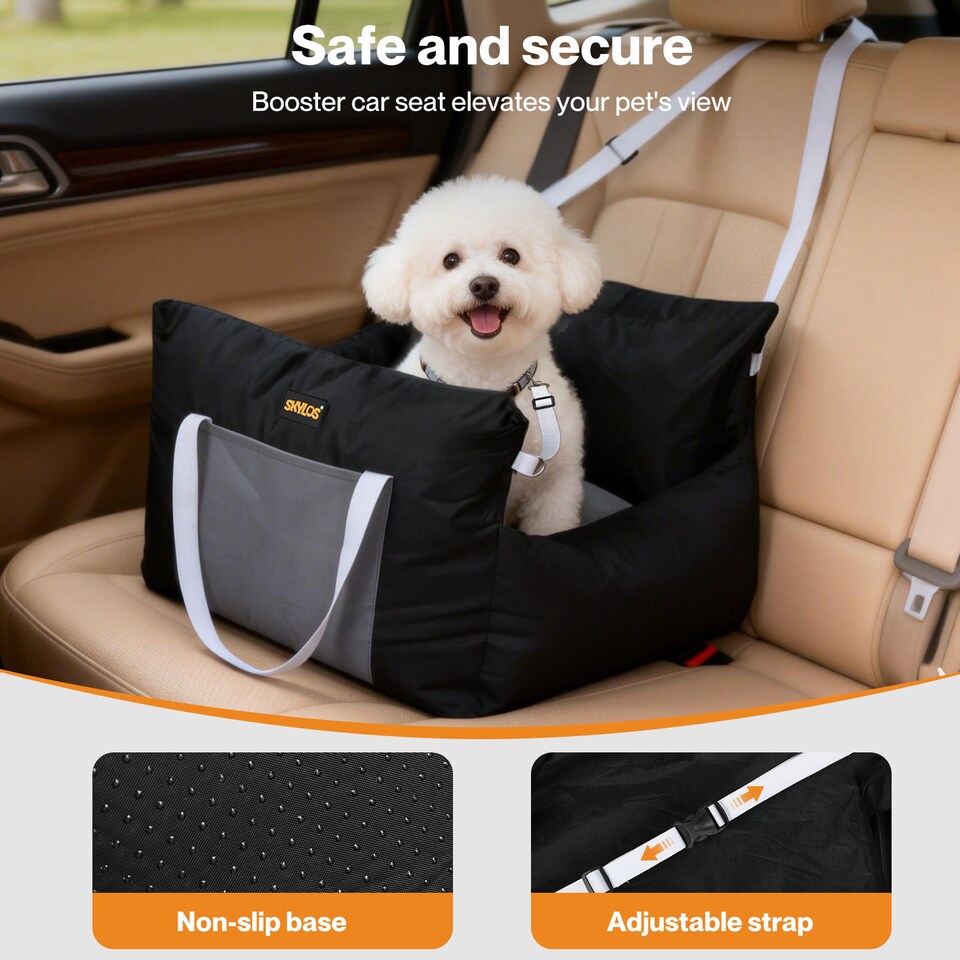image 1 of Skylos Dog Car Seat Travel Bed Carrier Portable Pet Booster Seat Washable
