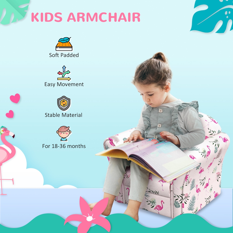 image 1 of AIYAPLAY Kids Armchair Toddler Sofa Chair Bedroom Playroom | Pink | One Size