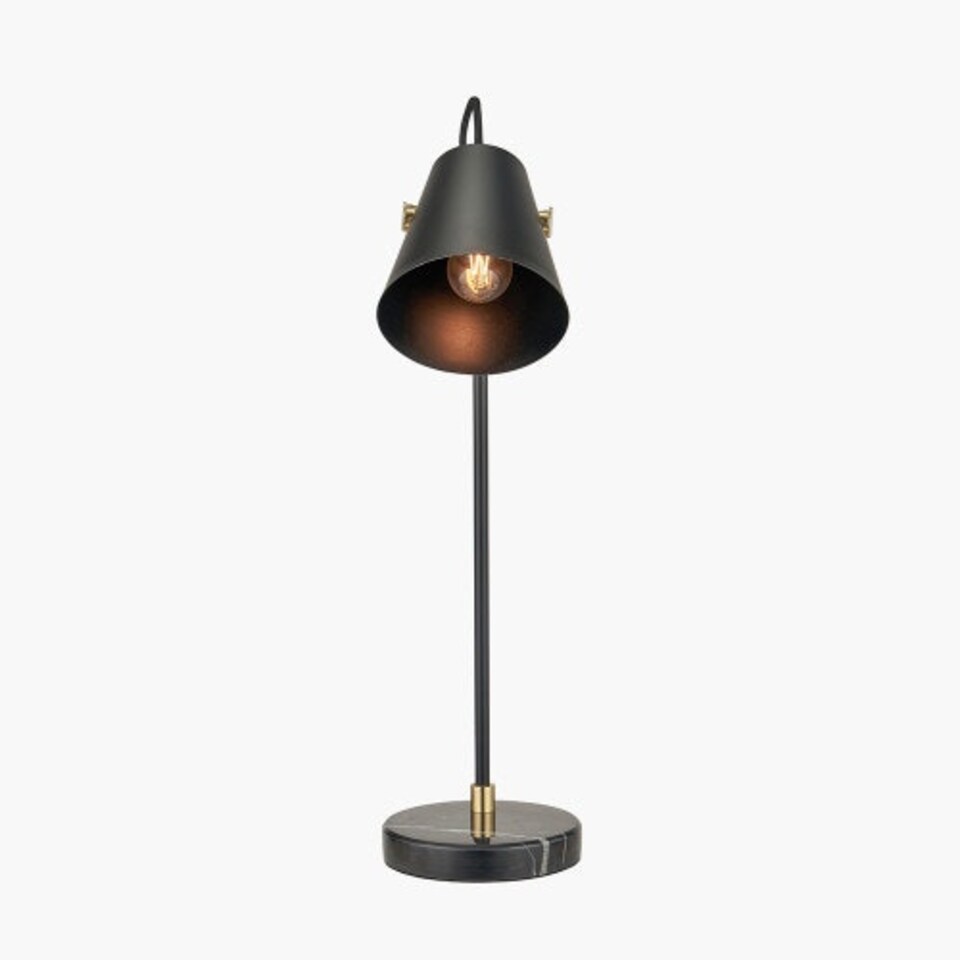 image 1 of Black and Brushed Brass Task Table Lamp Black | Gold