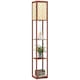 image 1 of HOMCOM Modern Floor Lamp Light with 3 Shelves Fabric Lampshade Brown | Brown