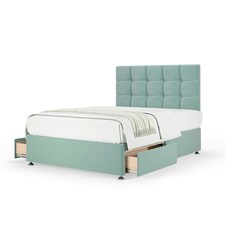 Majestic 1000 Pocket Sprung Duckegg Plush Velvet 2 Drawer Divan Set And Pearl Headboard Small Single