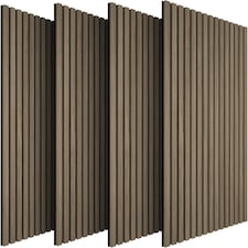 Acoustic Wall Panels with Wood Veneer Slats, Thick Felt and Easy to Install | Brown | Dark oak | 120 x 60 x 120 cm | 4