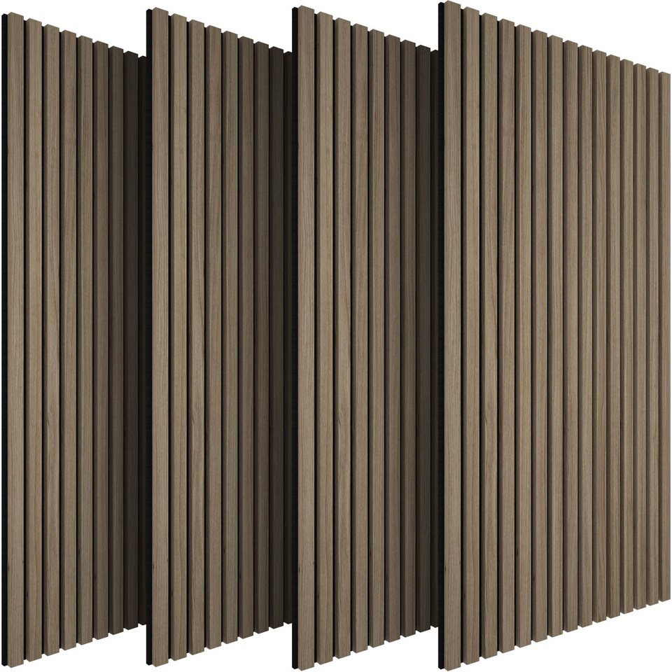 image 1 of Acoustic Wall Panels with Wood Veneer Slats, Thick Felt and Easy to Install | Brown | Dark oak | 120 x 60 x 120 cm | 4