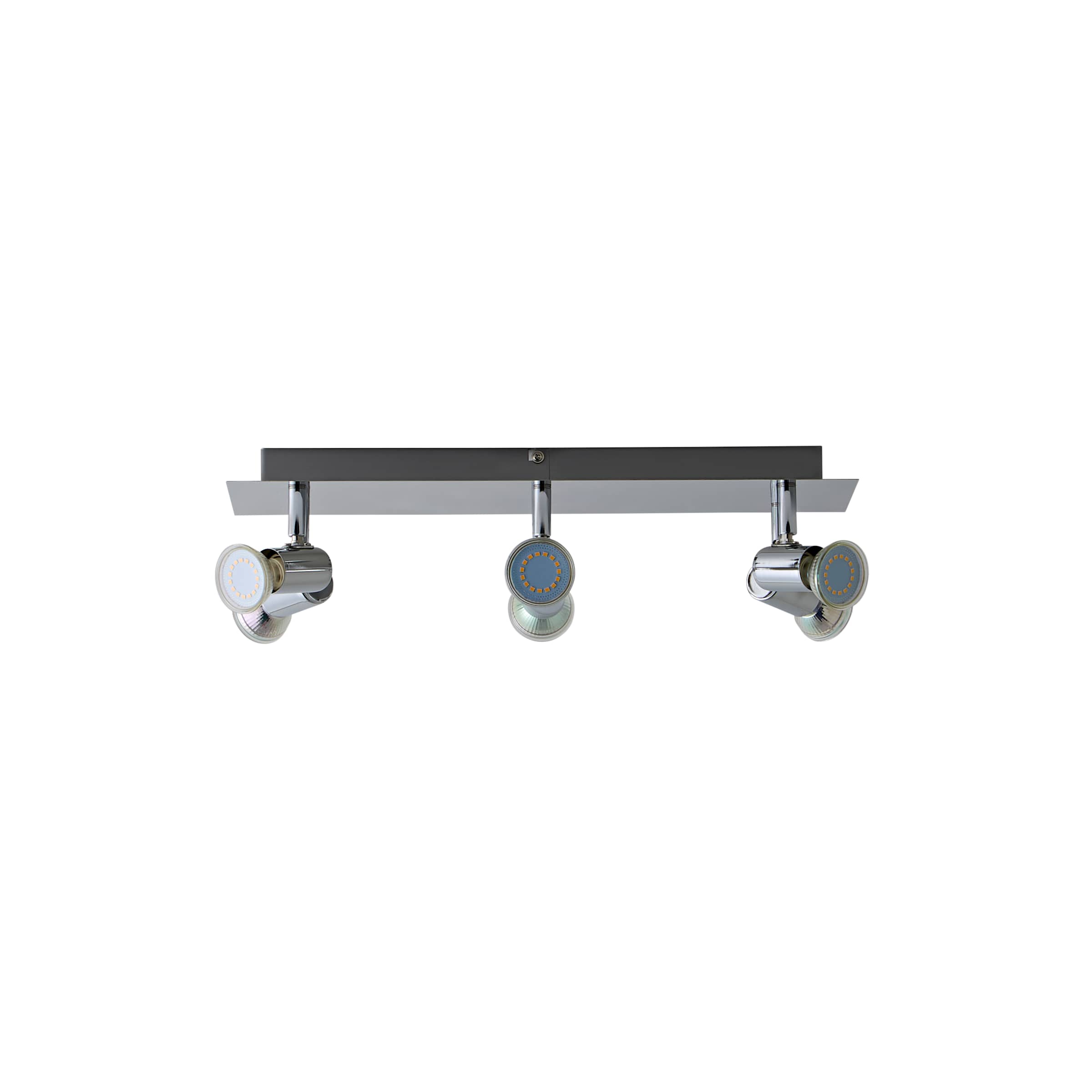 ValueLights Silver Ceiling Bar Spotlight With Warm White GU10 3000K Bulbs