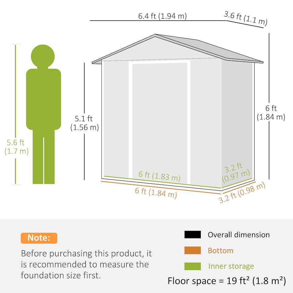 image 1 of Outsunny 6.5 x 3.5ft Metal Garden Shed, Outdoor Storage Shed for Tool Organization with Double Sliding Doors and 4 Vents for Garden, Patio, Green