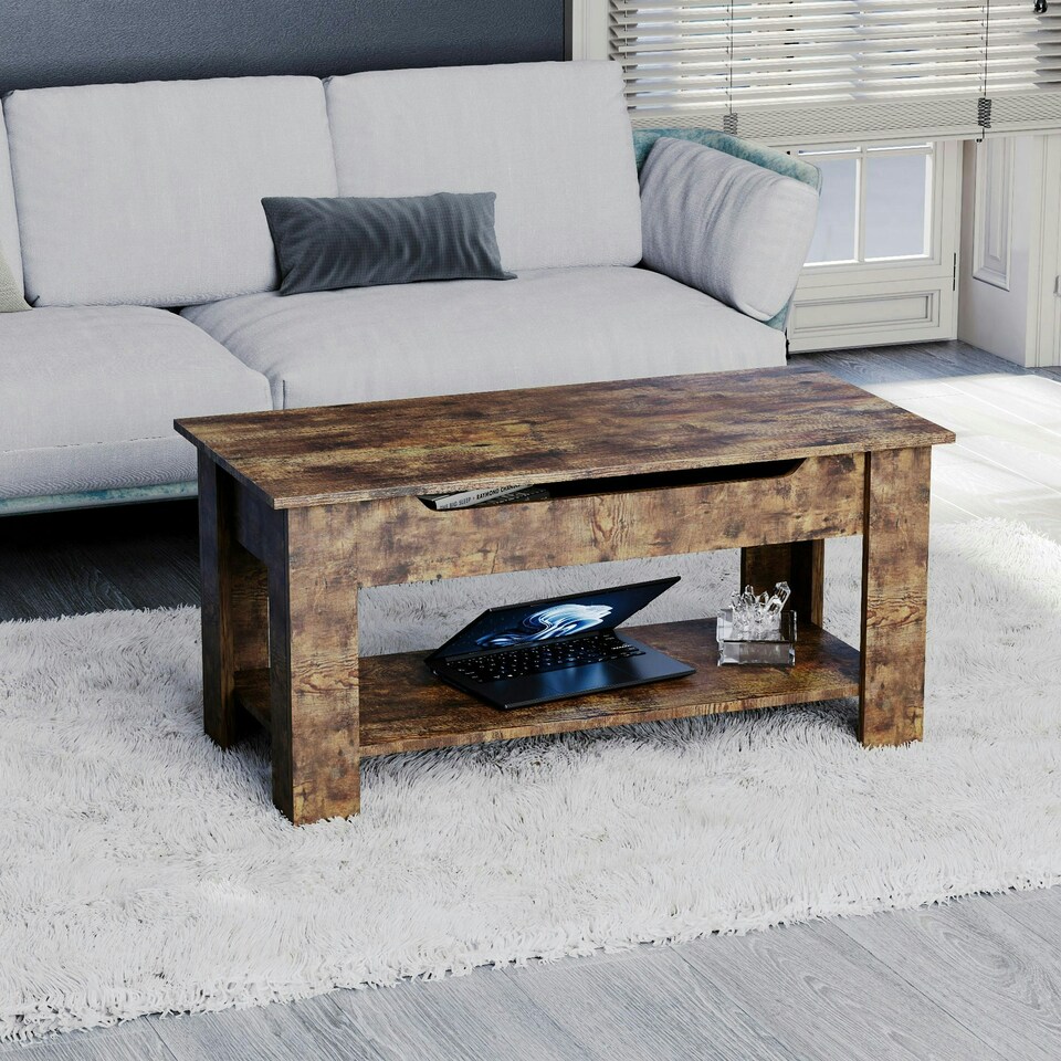 image 1 of Vida Designs Lift Up Coffee Table With Storage Compartment & Shelf, Dark Wood