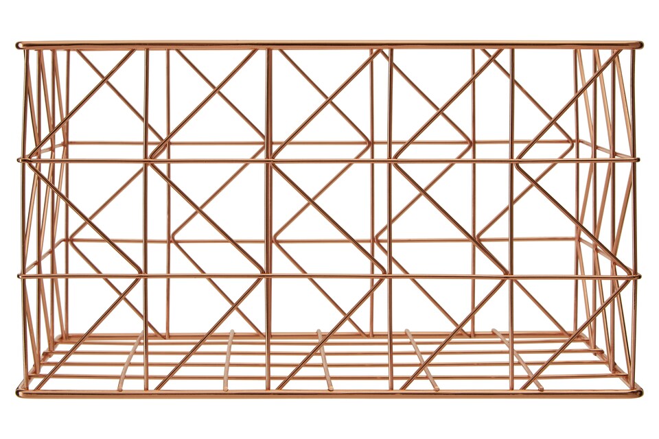 image 1 of Functional Copper Finish Zigzag Wire Basket, Stylish Wireframe Basket For Kitchen, High Quality Basket | Gold