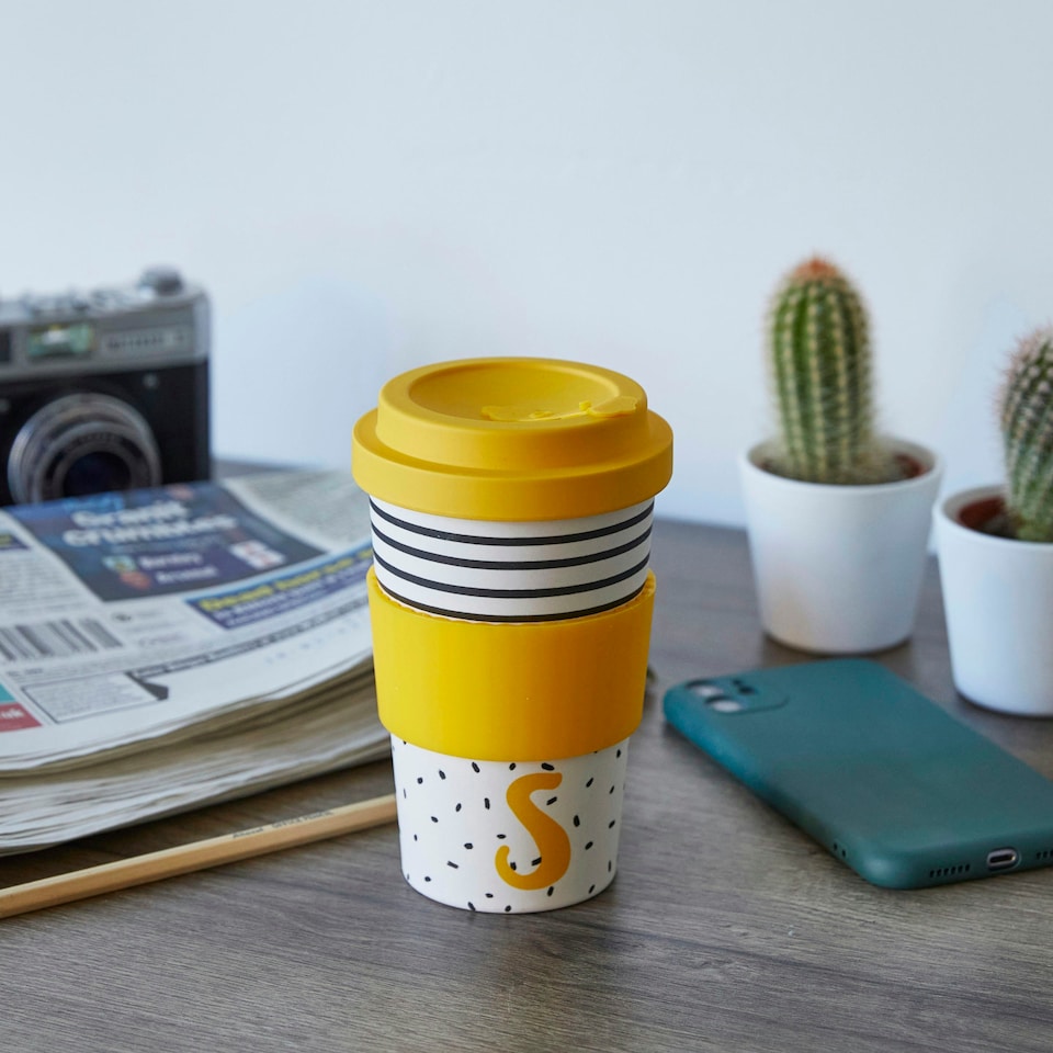 image 1 of KitchenCraft 410ml Bamboo A to Z Letter "S" Reuseable Mug | Multi