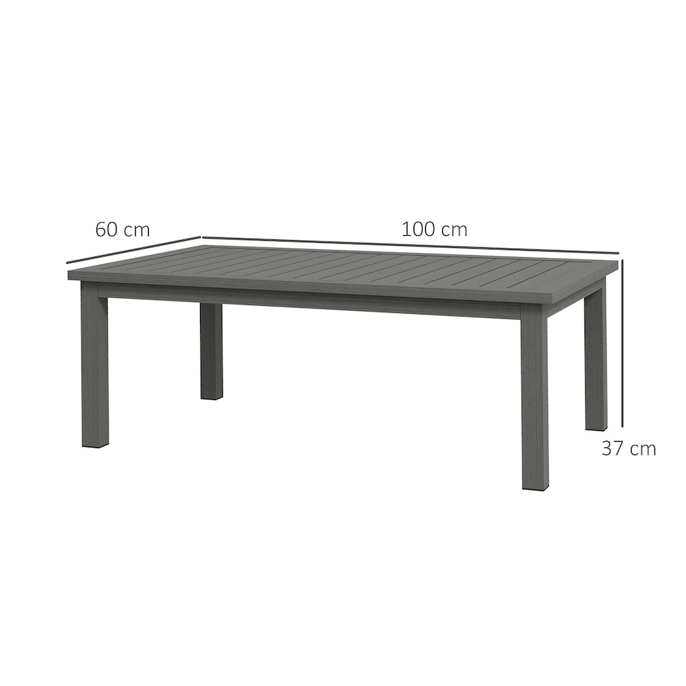 image 1 of Outsunny Aluminium Outdoor Coffee Table Patio Table with Grain Effect