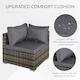 image 5 of Outsunny Outdoor PE Rattan Corner Sofa, Garden Wicker Furniture Single Sofa Chair w/ Cushions, Deep Grey | Grey | One Size