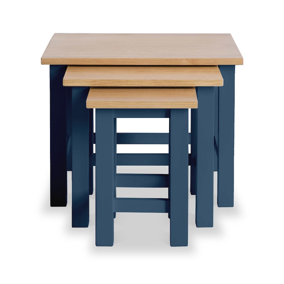 image 1 of Farro Navy Blue Nest of 3 Tables - Fully Assembled - By Roseland Furniture