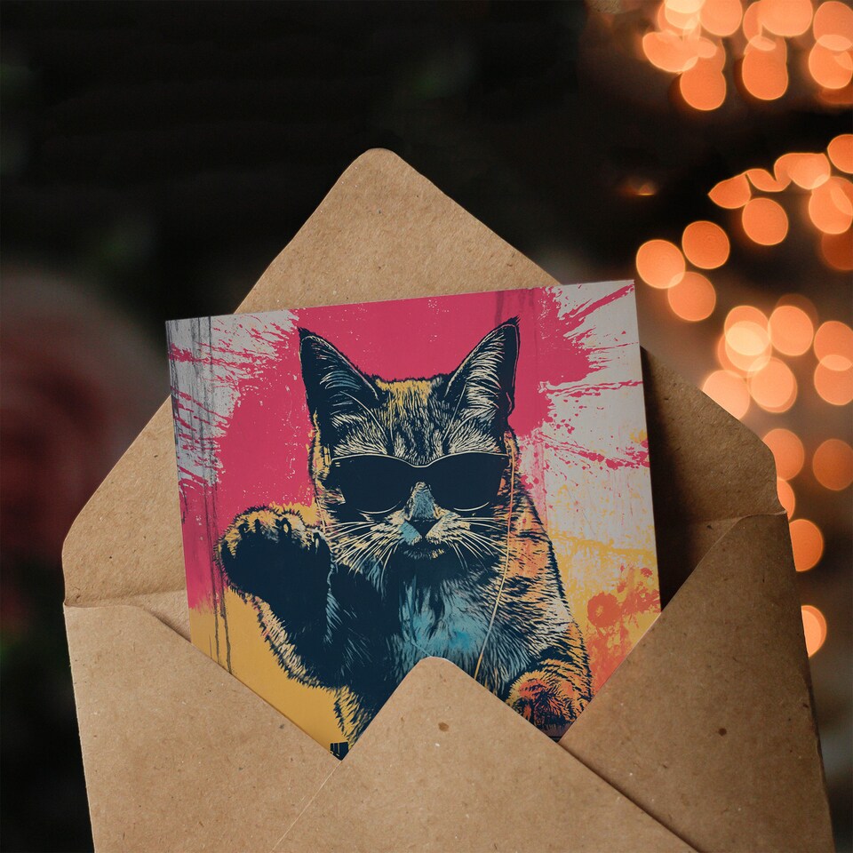 image 1 of Happy Birthday Baba DJ Cat Lover Vinyl Records Music Neutral Card