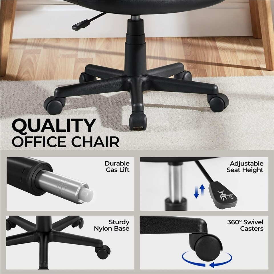 image 1 of Yaheetech Adjustable Desk Chair without Arms for Office Black Black