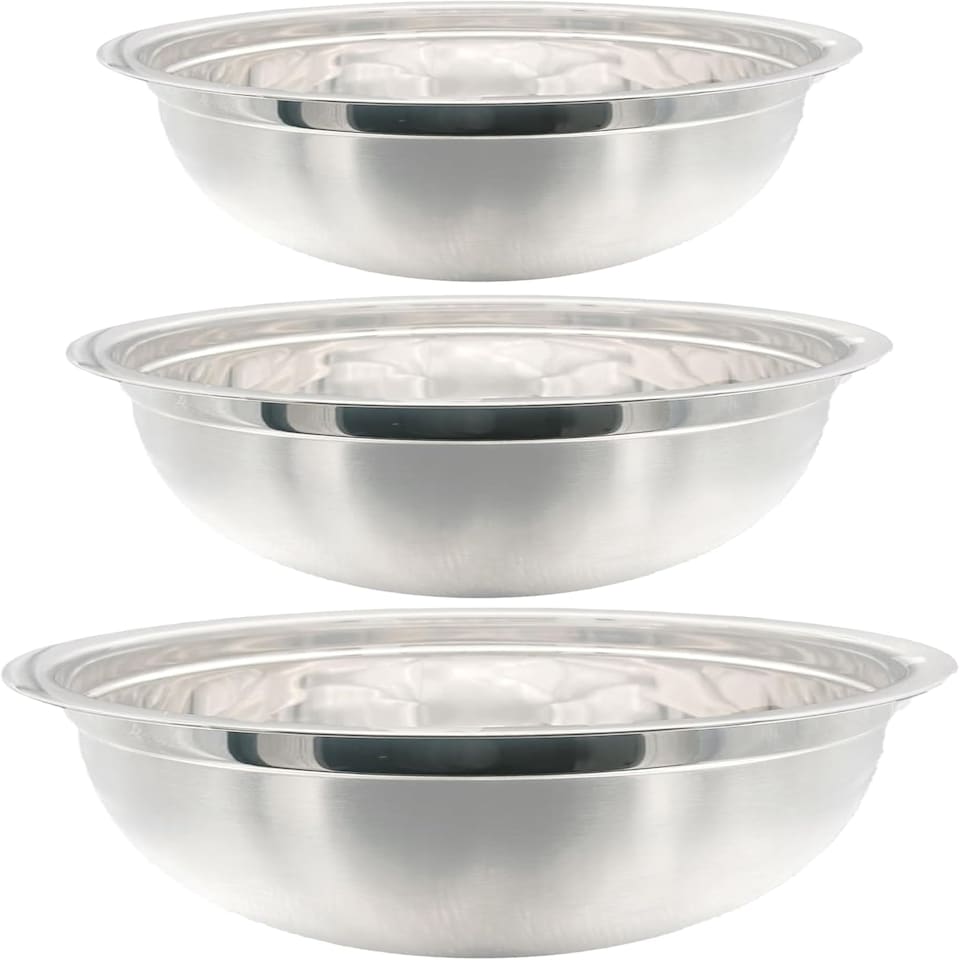image 1 of Professional Stainless Steel German Mixing Bowls Set of 3
