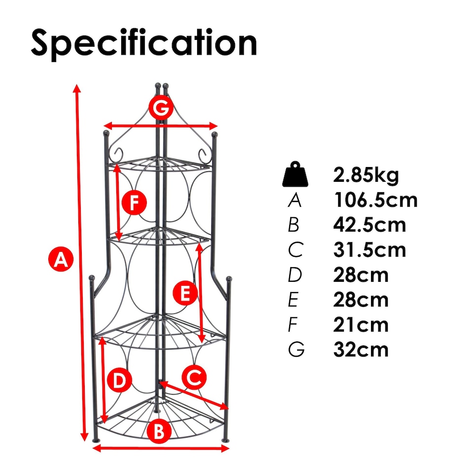 image 1 of 4 Tier Foldable Metal Garden Flower Plant Stand Display Shelf