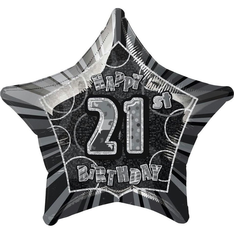 image 1 of Unique Party 21st Birthday Foil Balloon - Silver - One Size
