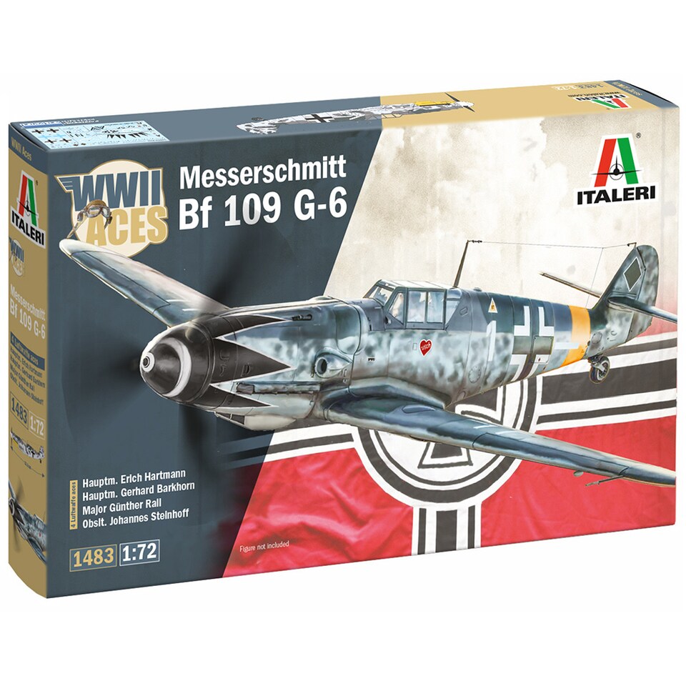 image 1 of Italeri Messerschmitt Bf 109 G-6 WWII Aces Military Aircraft Model Kit Scale 1-72