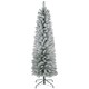 image 1 of HOMCOM 5ft Artificial Pencil Christmas Tree with 263 Snow Flocked Branches, Metal Base, Realistic mas Tree, White