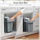 image 3 of HOMCOM Under-Sink Kitchen Trash Bin, 2 Removable Recycling Containers, Grey