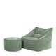image 1 of icon Natalia Chenille Adults Bean Bag Armchair and Pouffe, Ready Filled Large Beanbag and Footstool Sage Green Green | Green