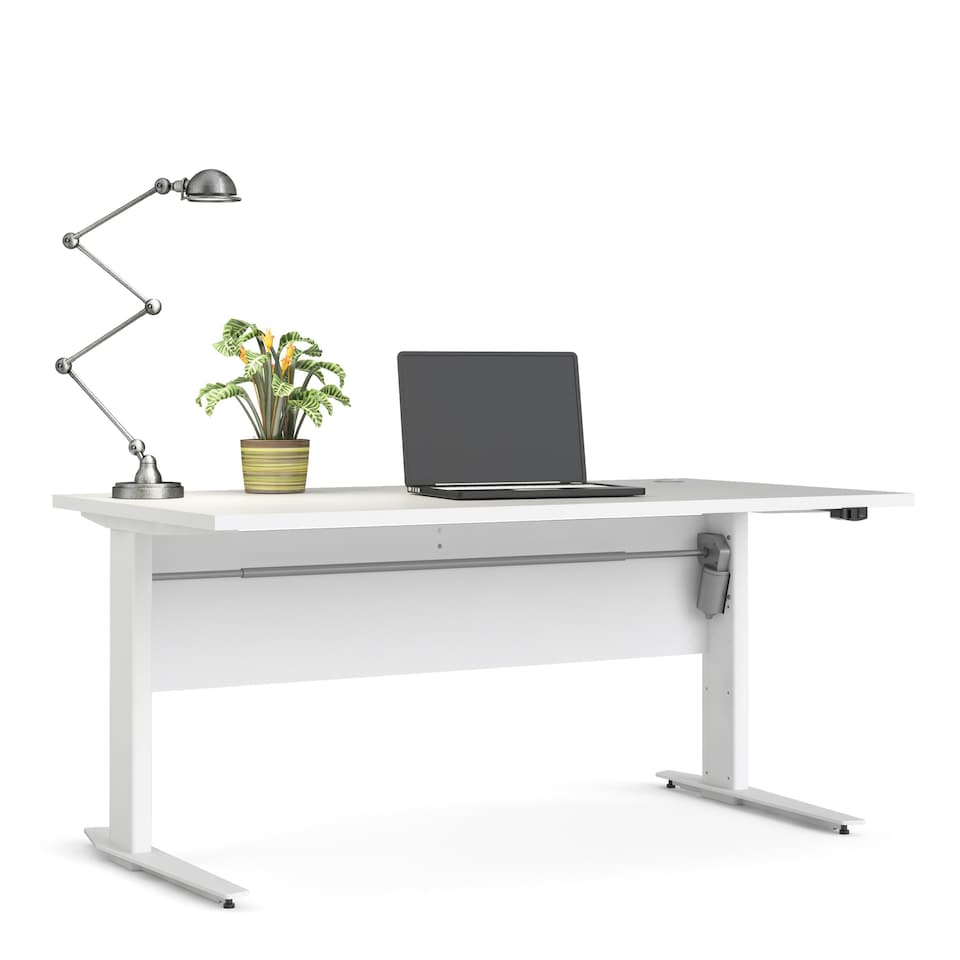 image 1 of Prima Desk 150cm in White with Height Adjustable Legs with Electric Control in White