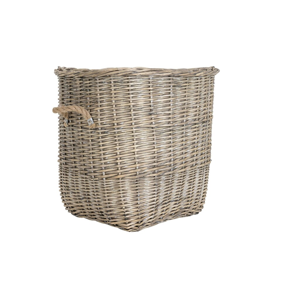image 1 of Charles Bentley Snug Set Of Two Fabric Lined Wicker Log Baskets Handmade Rope