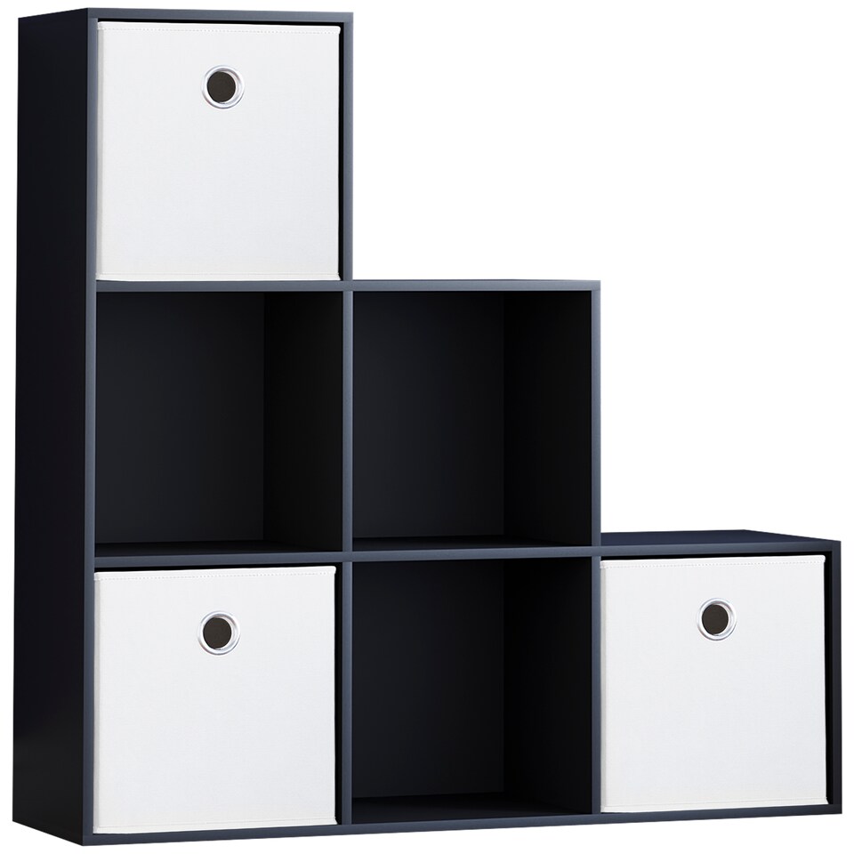 Vida Designs Durham 6 Cube Storage Unit, Black & Set of 3 White Cube ...