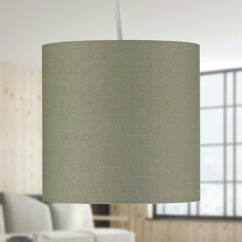 image 1 of Set of 2 Sage Green Textured Cotton 17cm Table Lamp Shades Green