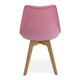 image 5 of Set of 6 Scandinavian Dining Chairs with Leather Cushions Solid Wood Legs Pink