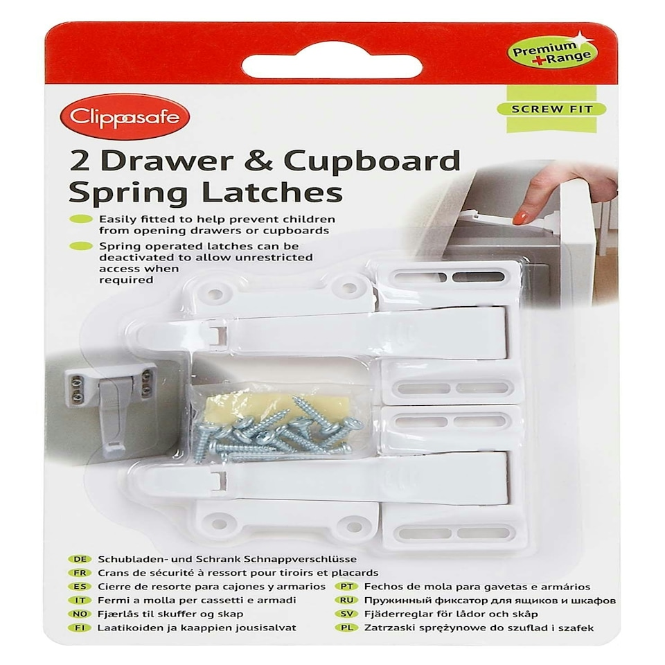 image 1 of Clippasafe Drawer & Cupboard Spring Latches Pack of Two