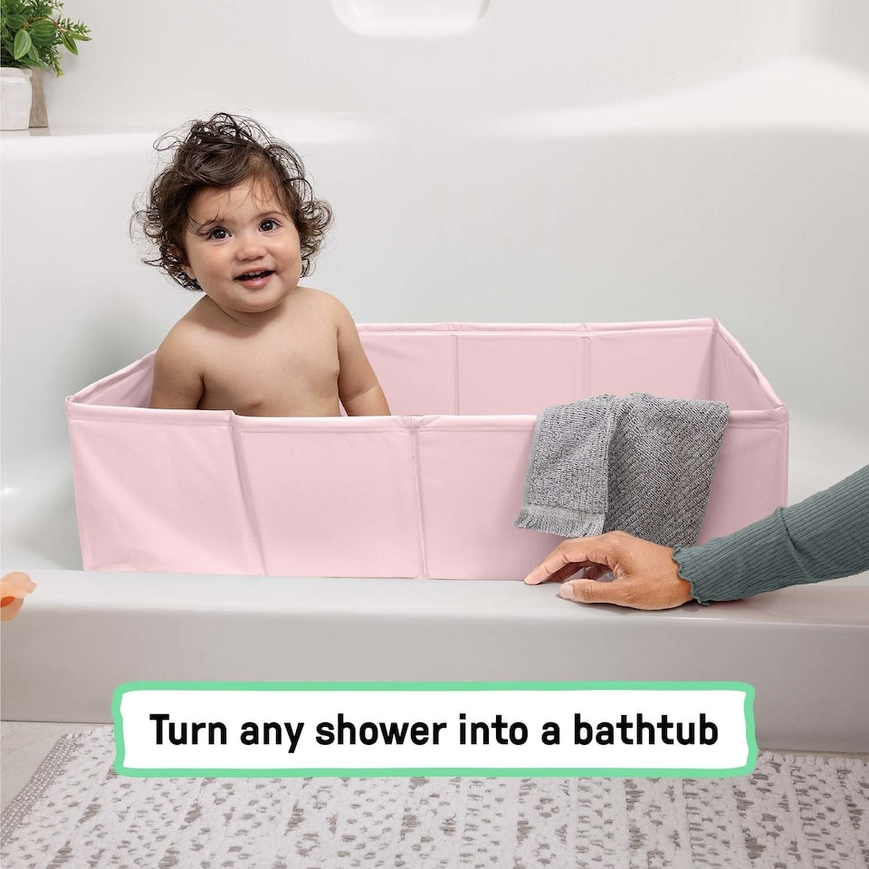 image 1 of Ingenuity Tuckaway Toddler Tub Pink Suitable From 12 Months to 5 Years