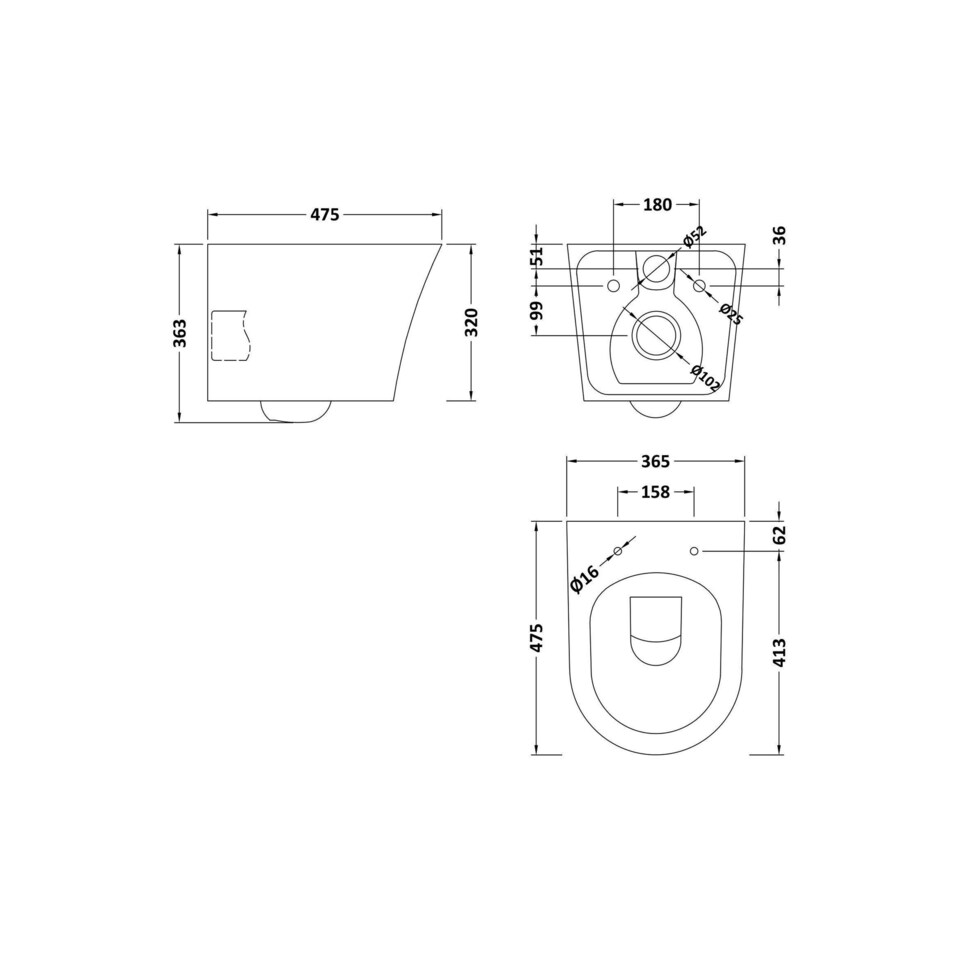 image 1 of Balterley Baswich Contemporary Round Wall Hung Toilet Pan and Seat with Concealed Cistern and Flush Plate with Round Buttons - White/Brushed Brass