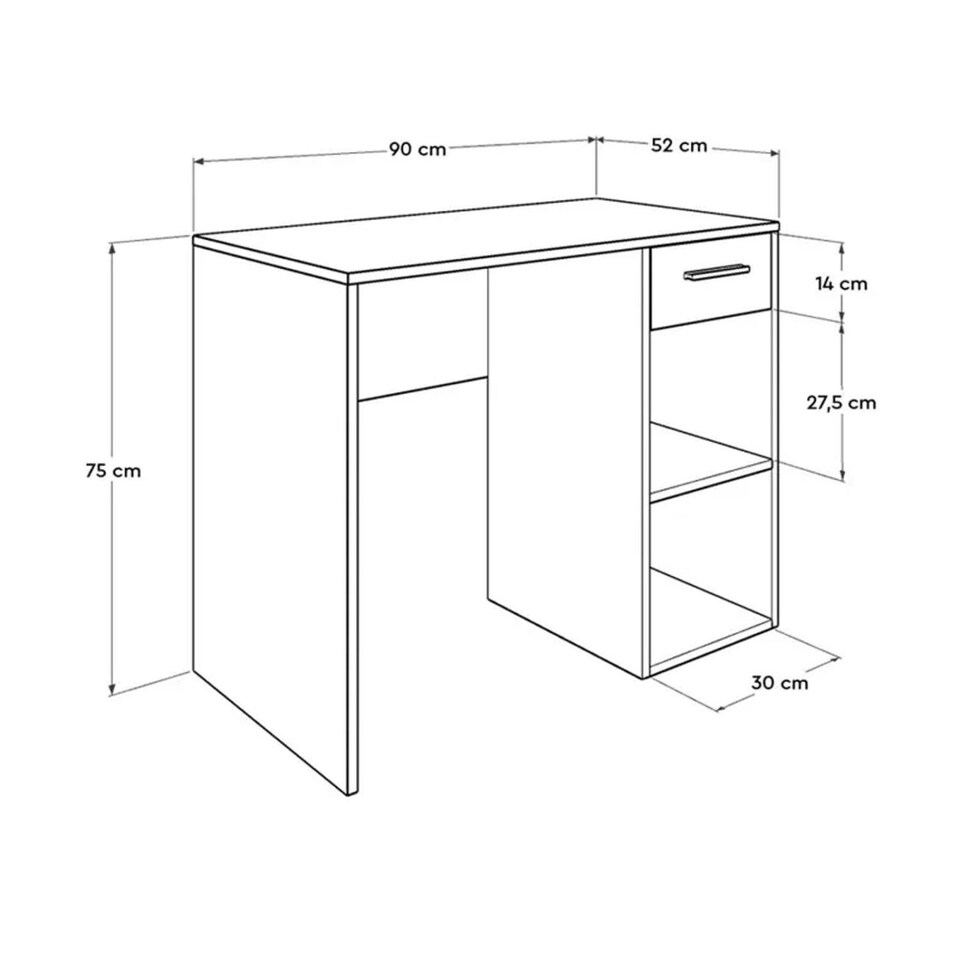 image 1 of Adore Walnut Effect Study Desk with Drawer & Shelves Brown