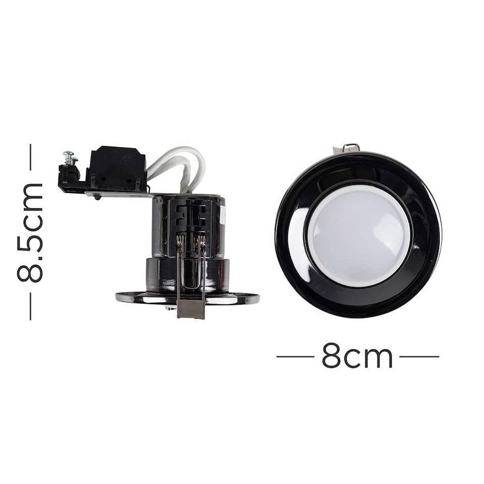 image 1 of ValueLights 20 Pack Fire Rated Black Chrome Downlights Cool White Bulbs | Black