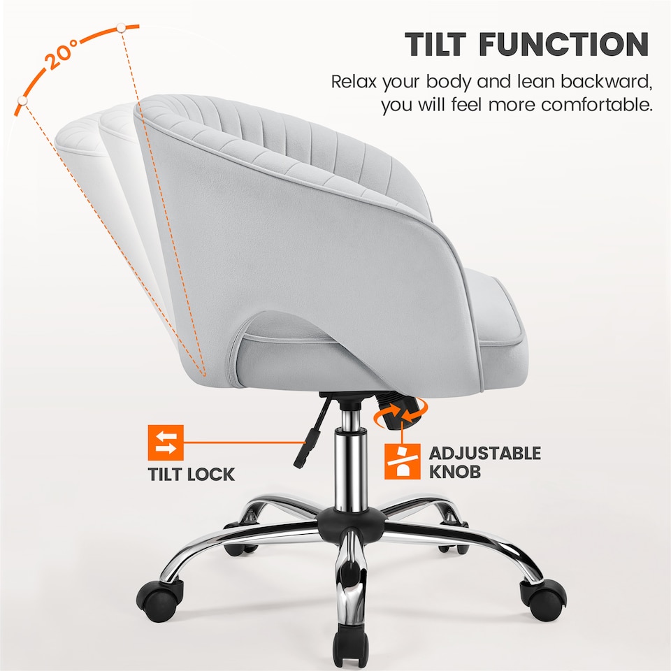image 1 of Yaheetech Swivel Home Office Chair with Tufted Barrel Back | Grey