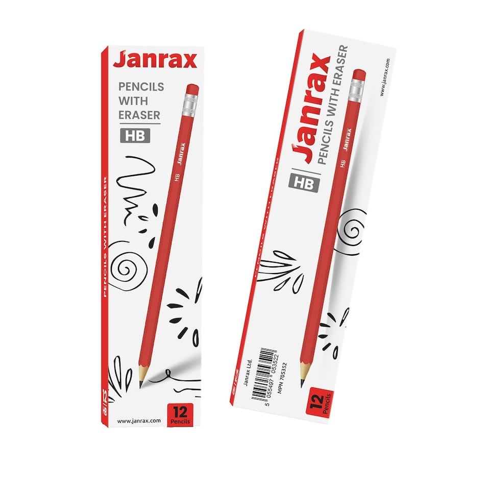 image 1 of Pack of 12 Janrax HB Pencils with Erasers